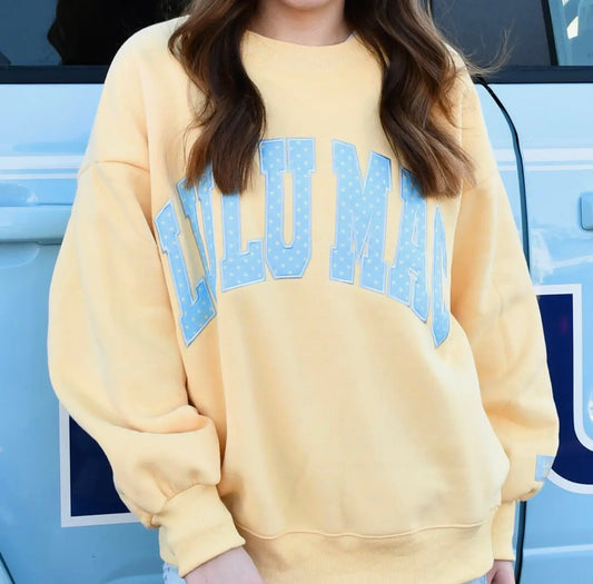 LuLu Mac Polka Dot Sweatshirt- Butter/Baby Blue