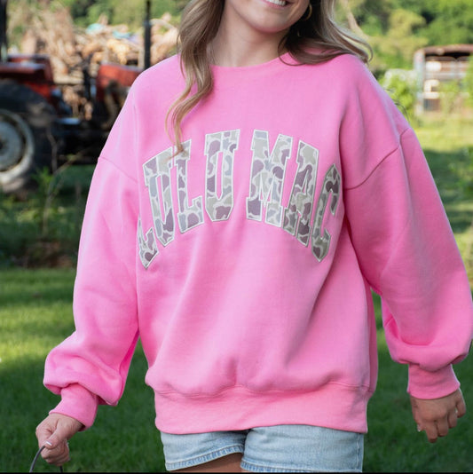 LuLu Mac Camo Sweatshirt- Bubblegum Pink