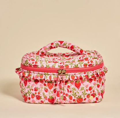 Glam & Go Quilted Cosmetic Bag- Strawberry Fields