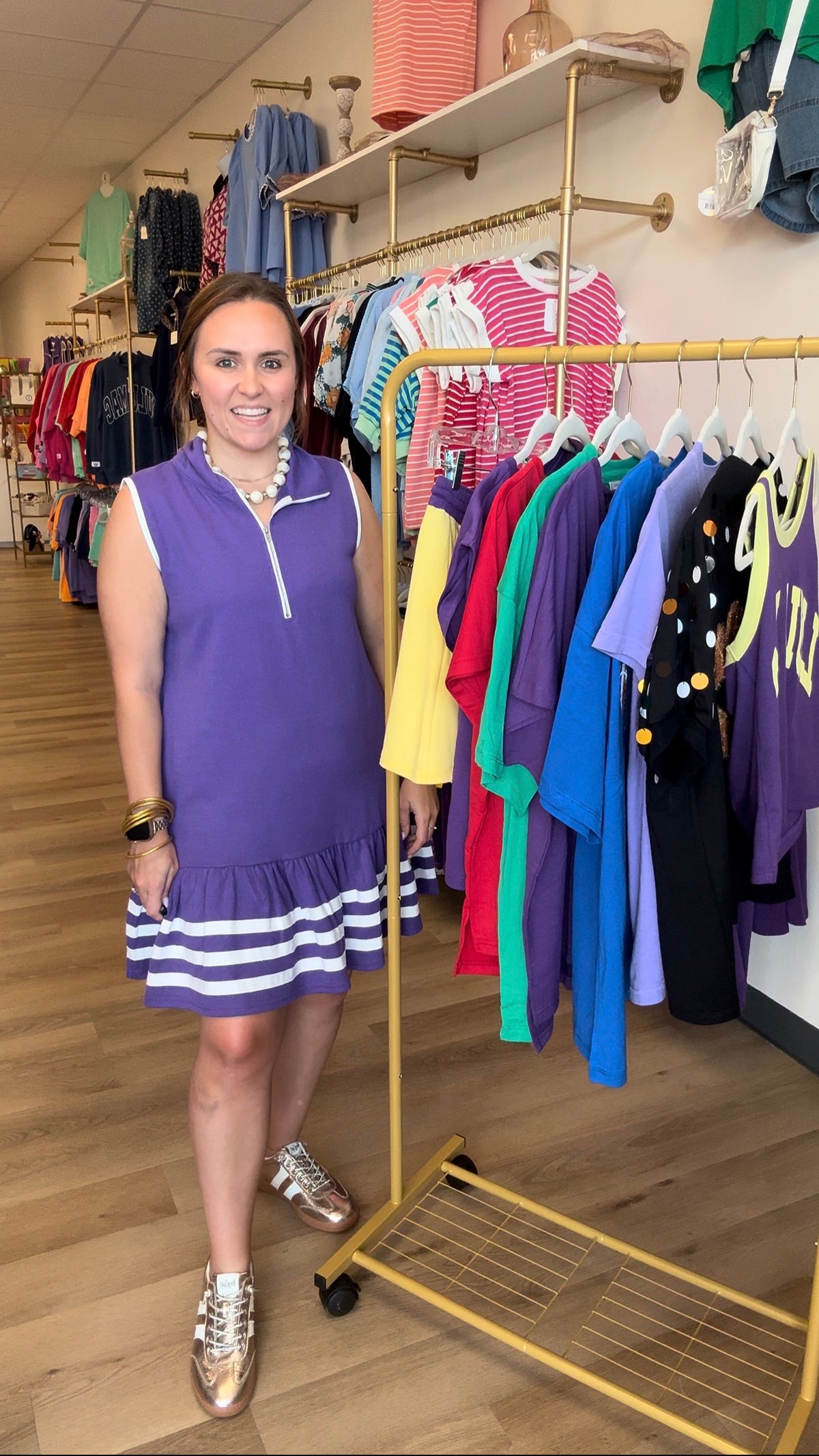S+S Game Day Half Zip Sleeveless Ruffled Mini Dress