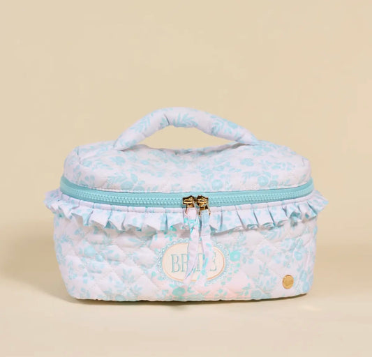 Glam & Go Quilted Cosmetic Bag- Bride Something Blue