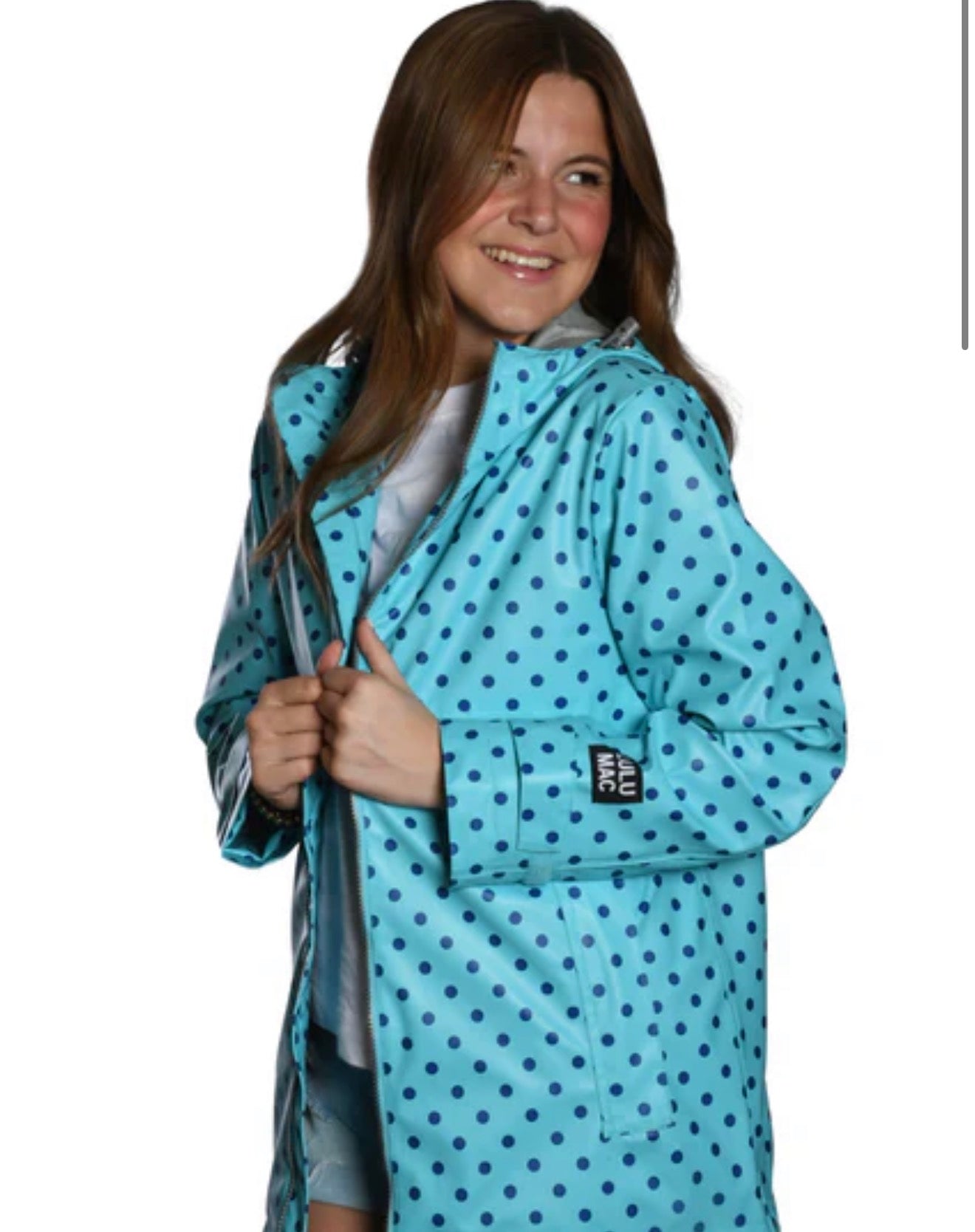 LuLu Mac Polka Dot Rain Jacket- Blue