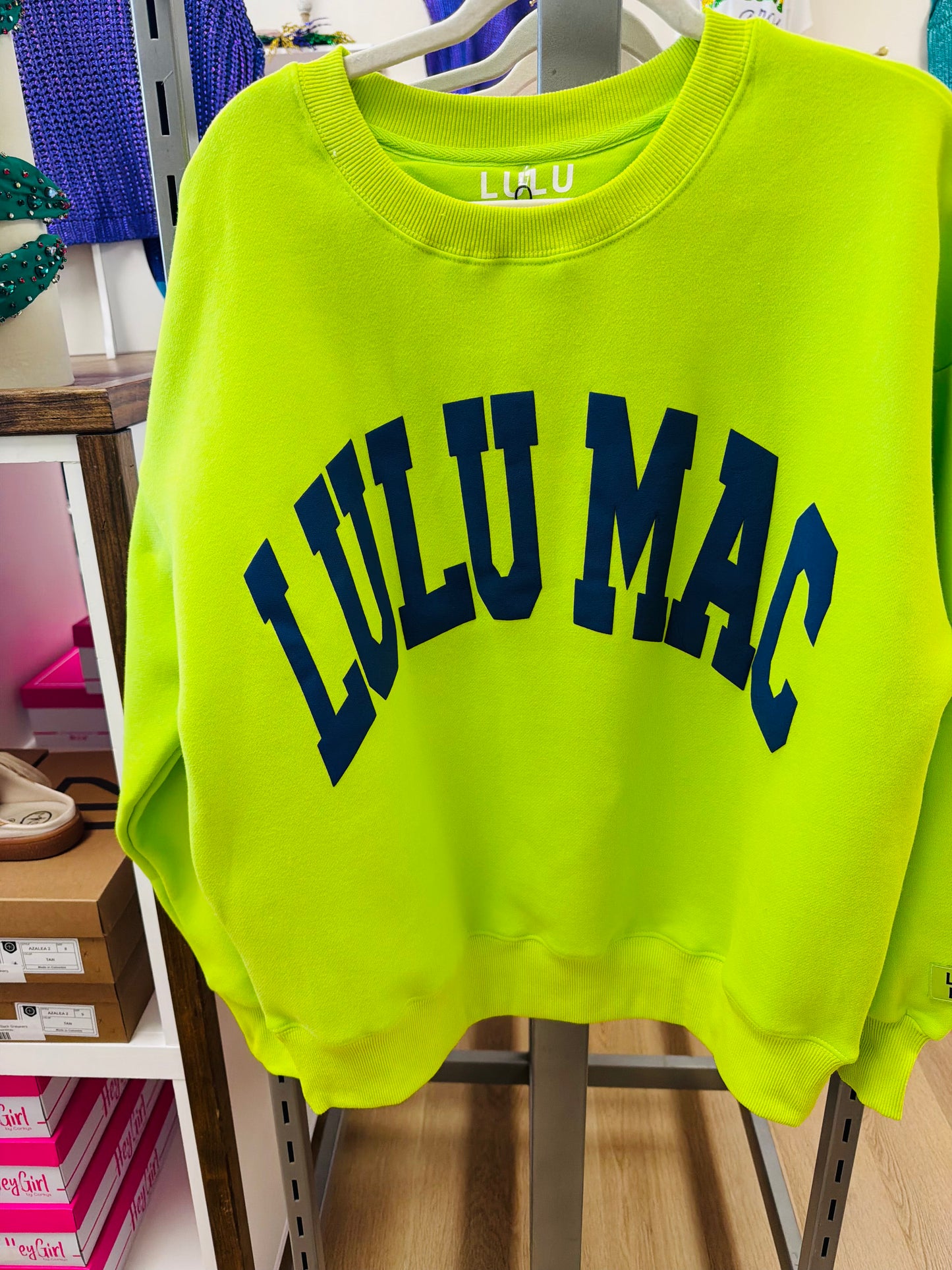 LuLu Mac Sweatshirt- Chartreuse/ Navy