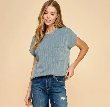 Les Ami’s Ribbed Tops- Pockets