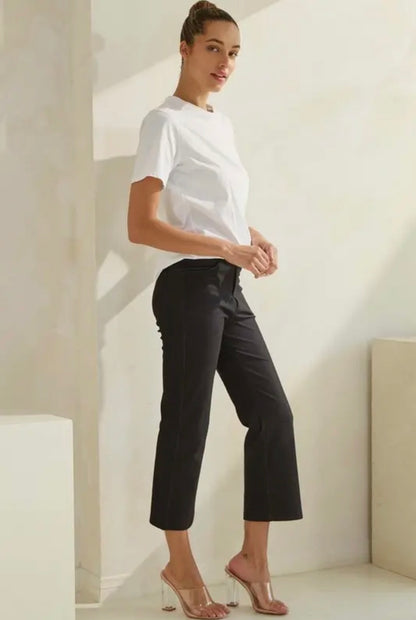 Yelete Classic Solid Straight Leg Crop Pants