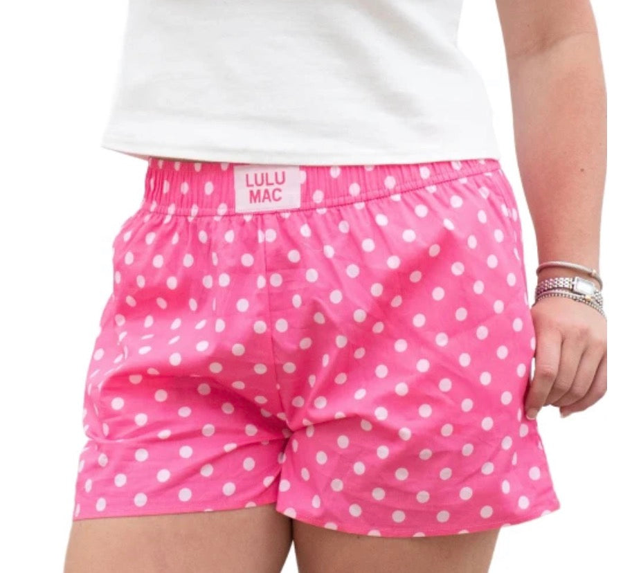 LuLu Mac Polka Dot Boxer Shorts- Pink/ Light Pink