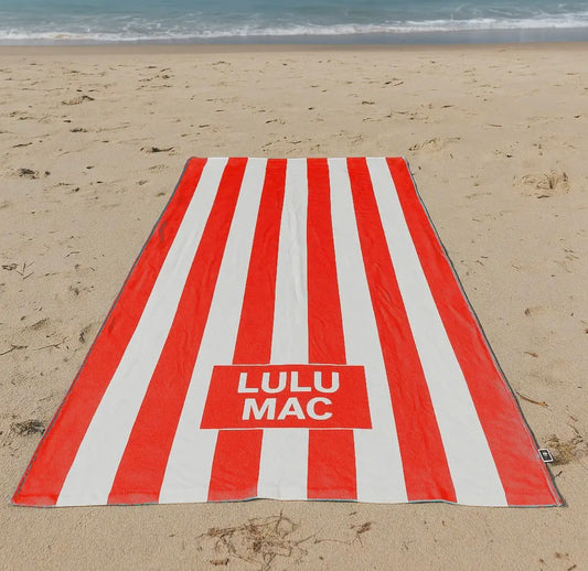 LuLu Mac Striped Beach Towels- Red Darby