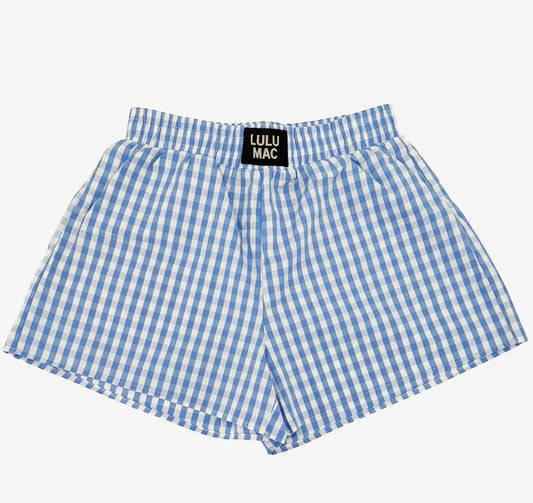 LuLu Mac Gingham Shorts- Light Blue