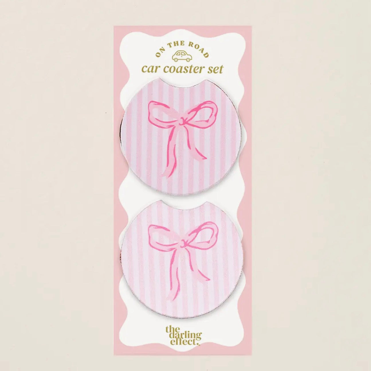 Car Coasters Set- Bow Pink
