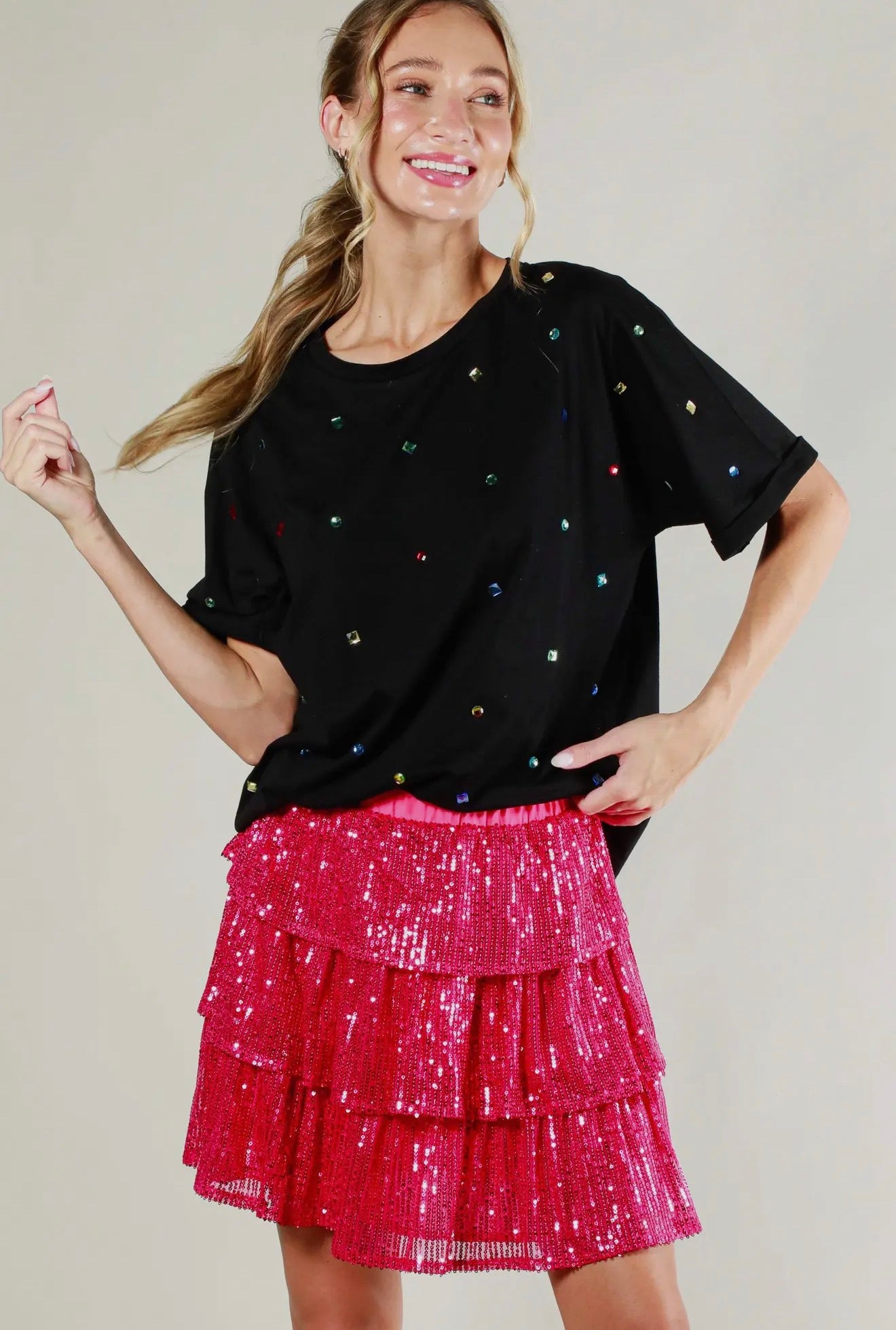 Vine & Love Short Sleeve Rhinestone Top