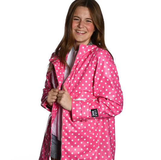 LuLu Mac Polka Dot Rain Jacket- Hot Pink