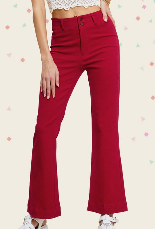 La Miel Soft Washed Stretchy High Waisted Wide Flare Pants