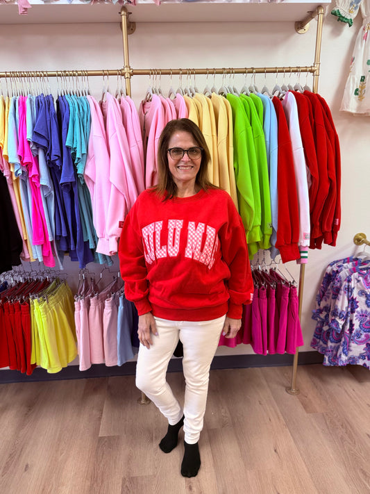 LuLu Mac Sweatshirt- Red/ Pink Gingham