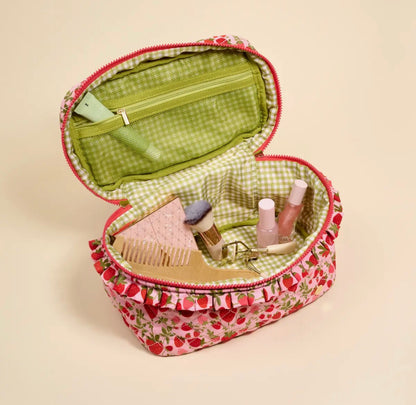 Glam & Go Quilted Cosmetic Bag- Strawberry Fields