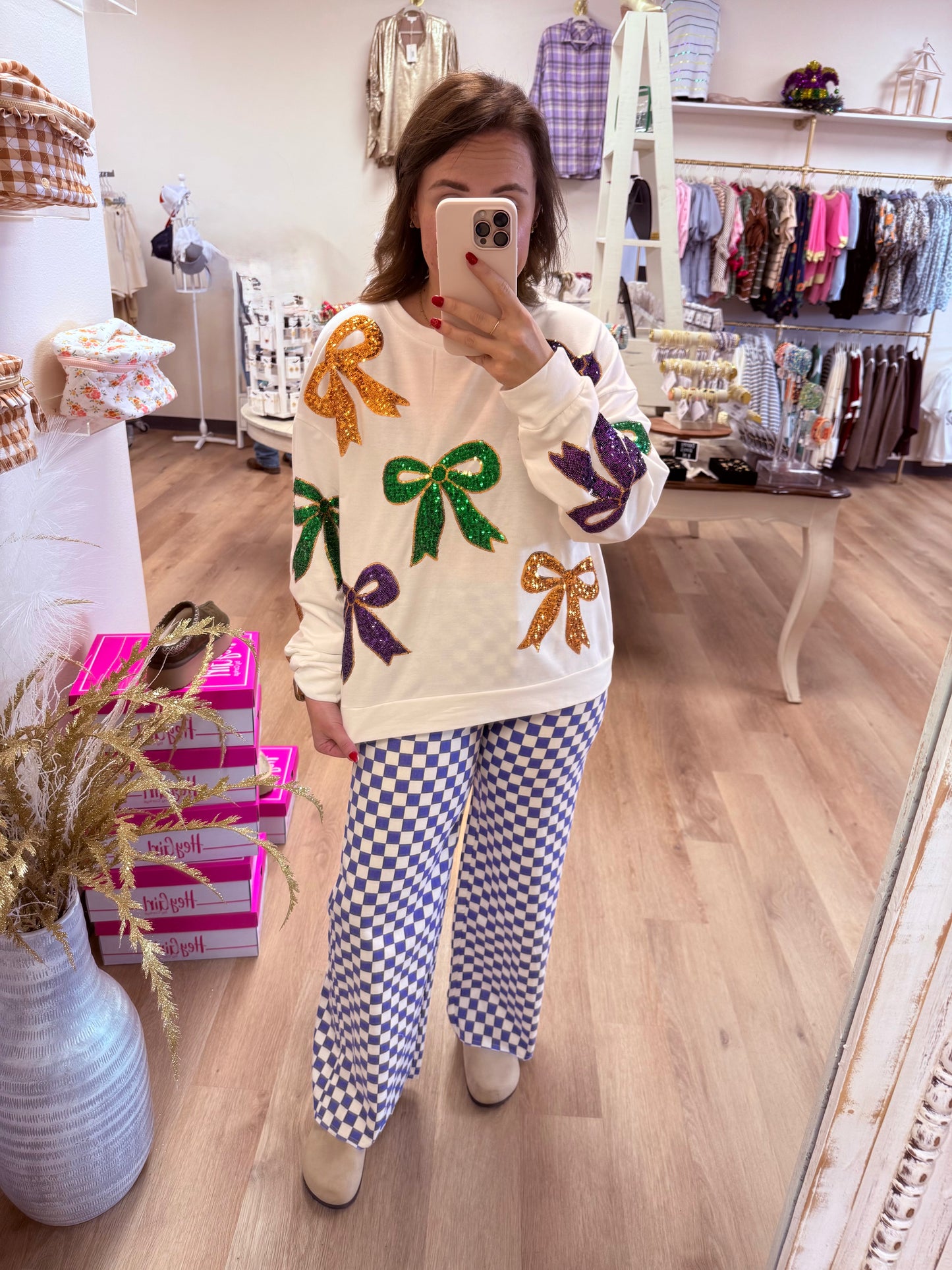 BiBi Mardi Gras Sequin Bow Top