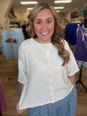 The Cozy Social Cardigan- Funfetti