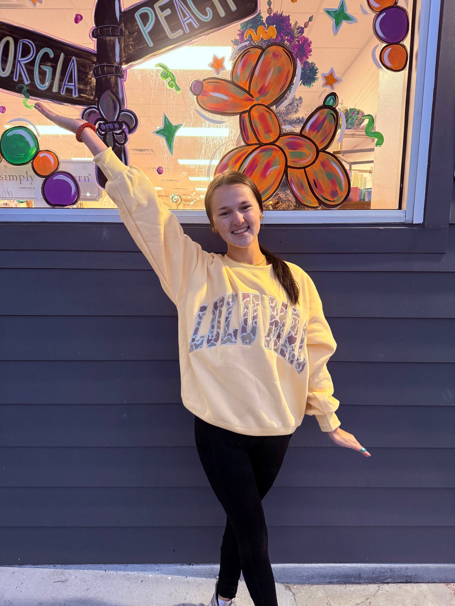 Lulu Mac Sweatshirt- Camo Letters
