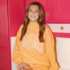LuLu Mac Terry Cloth MockNeck Sweatshirt- Orange