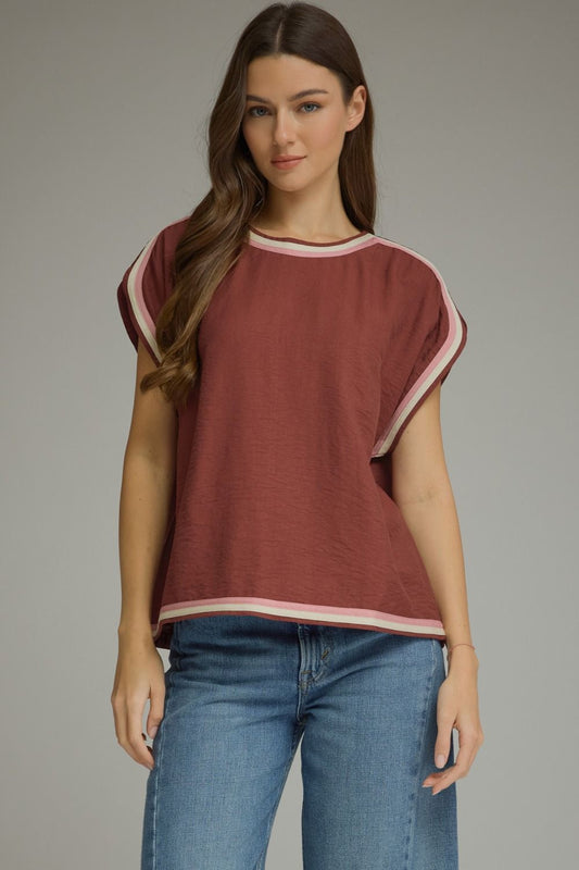Entro Solid round neck short sleeve top