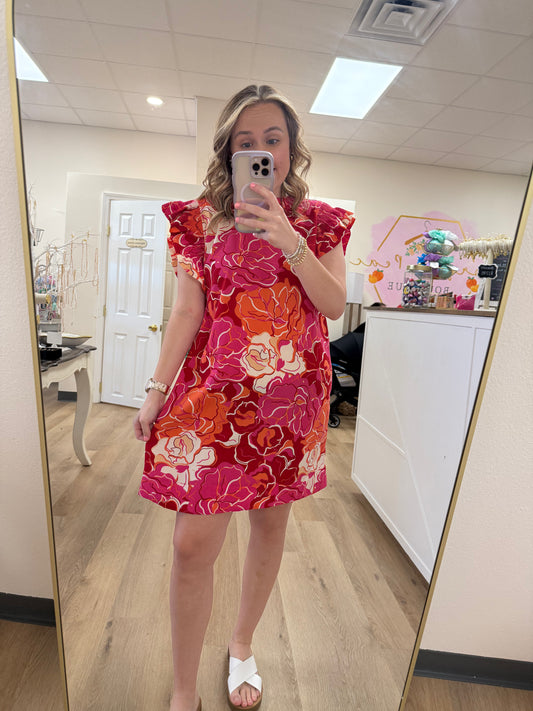 Jodifl Flower Print Dress with Frill