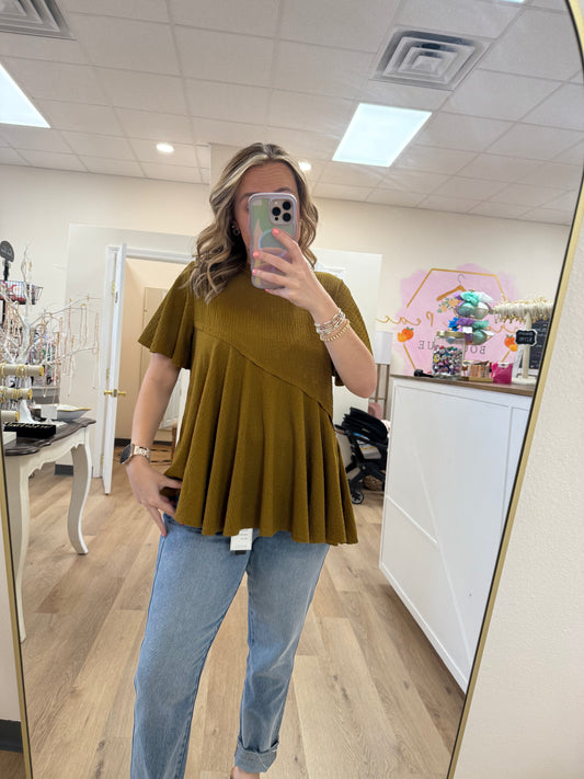 Entries Textured Flutter Sleeve Top