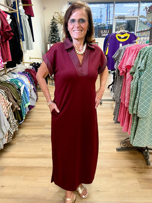 Maple Lane Midi Dress- Burgandy