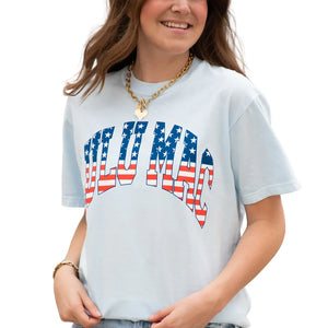 LuLu Mac Tee- Light Blue Stars & Stripes