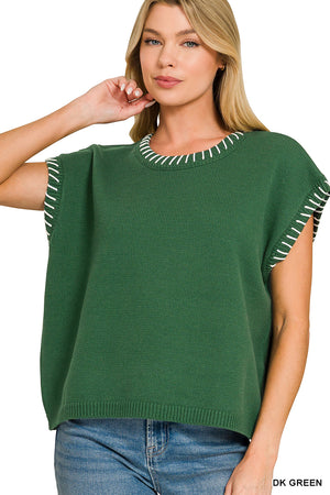 The Stitched in Style Sweater- Hunter Green