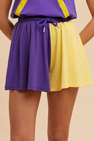 AW Color Block French Terry Flare Shorts