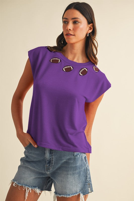 AW Game Day Football Embroidery Knit Muscle Tank