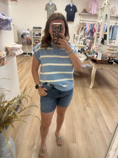 S+S Drop Shoulder Striped Sweater Top