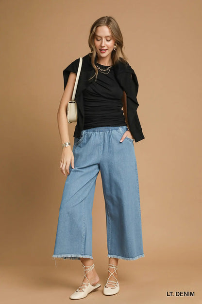 Umgee Drawstring Denim Pants