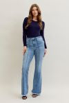 Judy Blue High Waisted Flare Front Seam & Fray Hem Jean