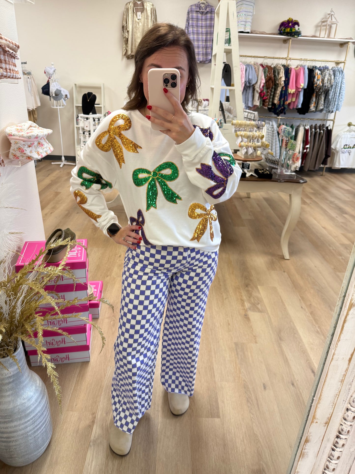 BiBi Mardi Gras Sequin Bow Top