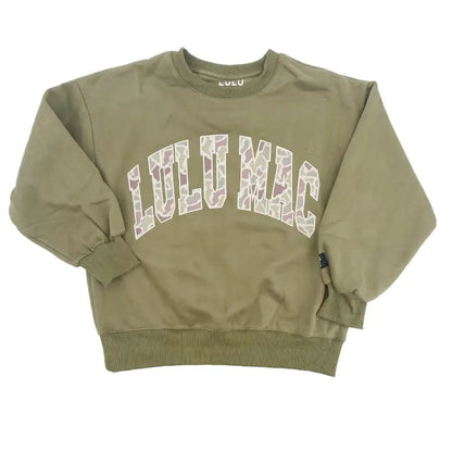 Lulu Mac Sweatshirt- Camo Letters