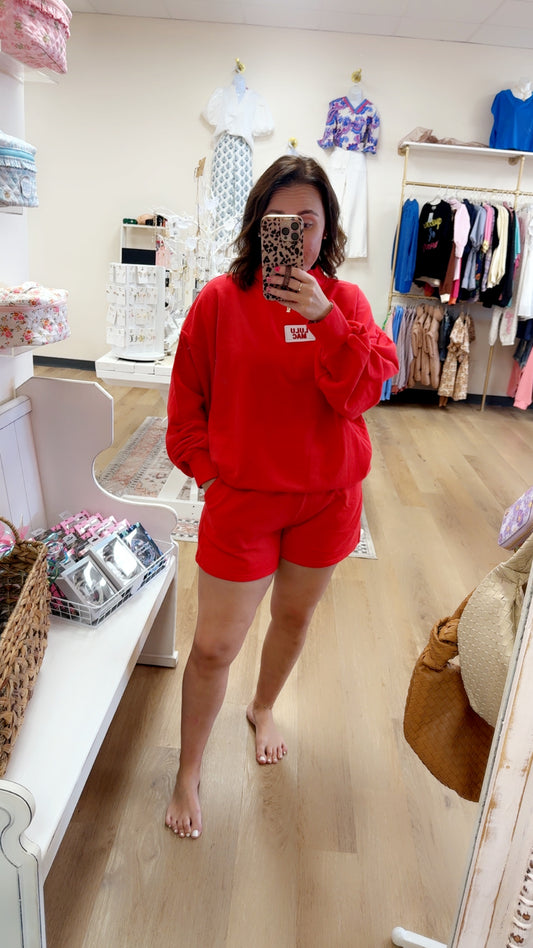 LuLu Mac Terry Cloth Shorts- Red