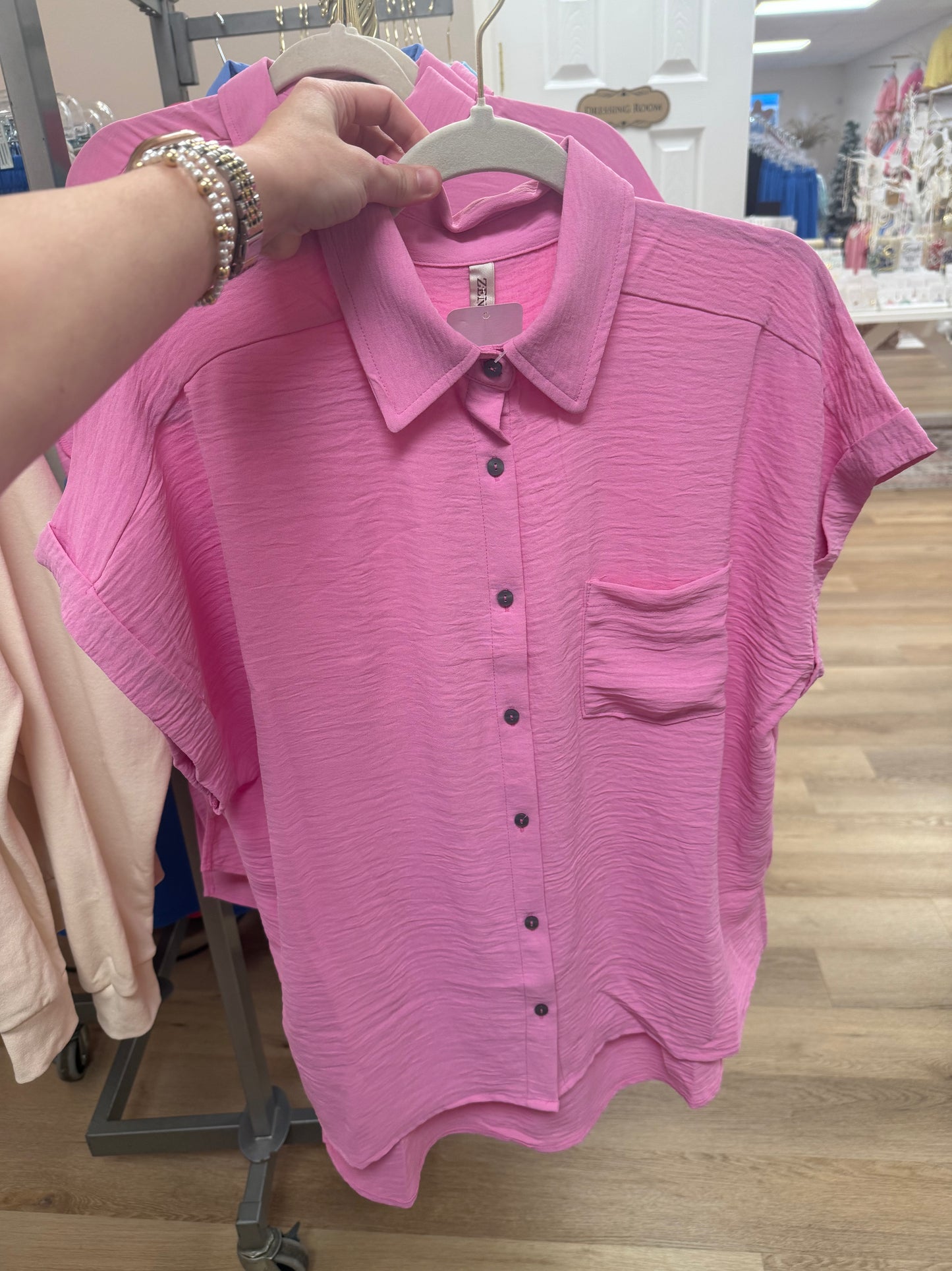 Zenana Airflow Button Up Top