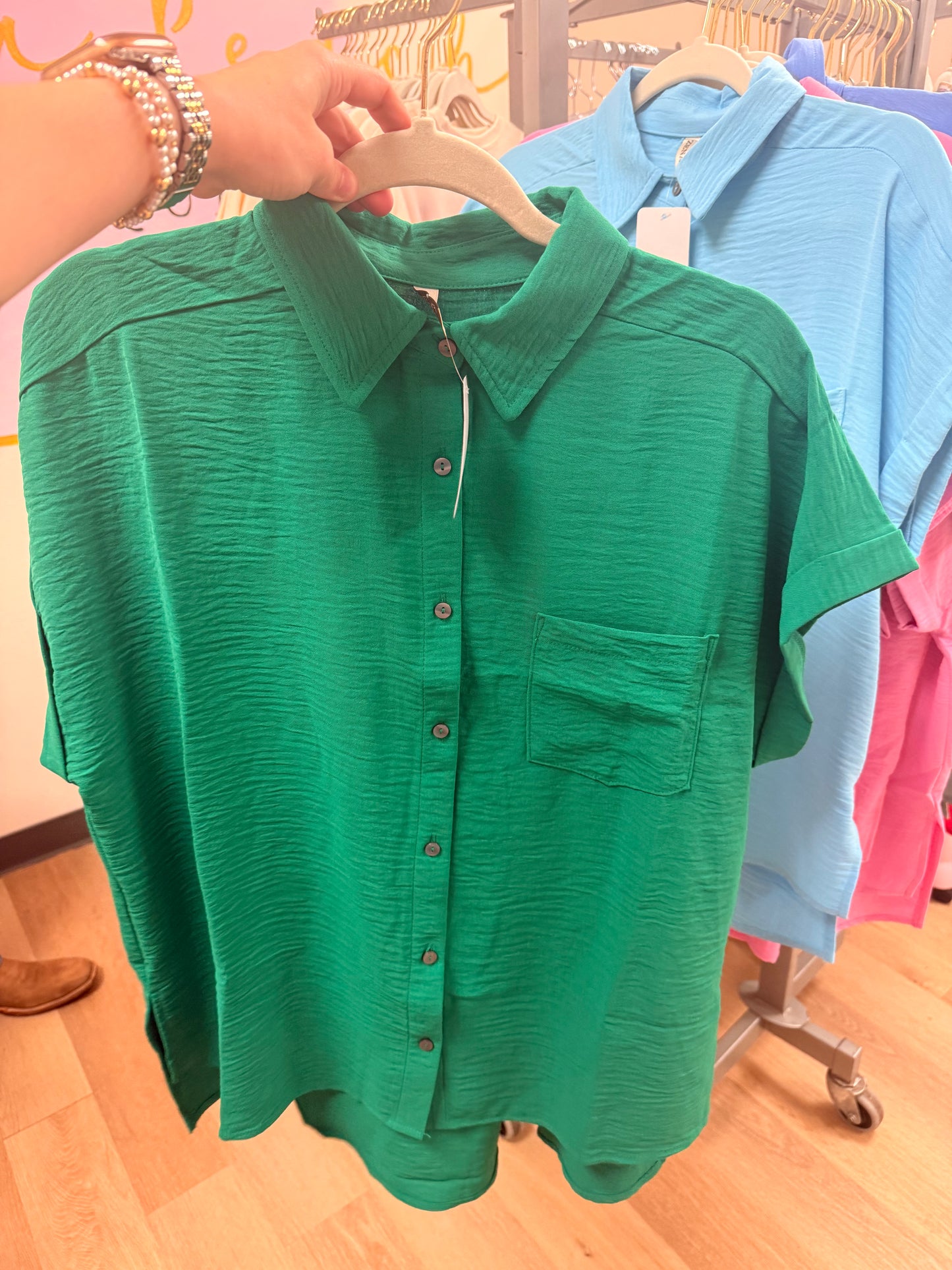 Zenana Airflow Button Up Top