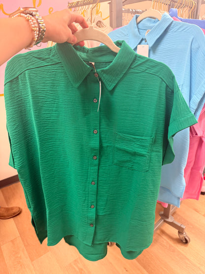 Zenana Airflow Button Up Top