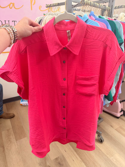 Zenana Airflow Button Up Top