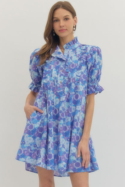Entro Floral Puff Sleeve Short Dress
