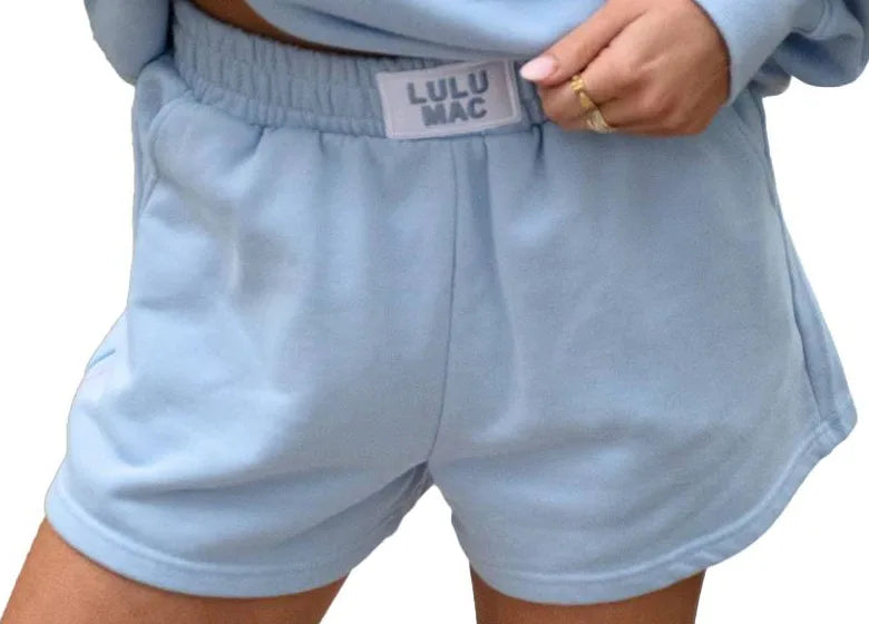 LuLu Mac Terry Cloth Shorts- Light Blue