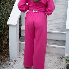 LuLu Mac Terry Cloth Pants- Hot Pink