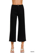 Zenana Acid Wash High Waisted Frayed Straight Pants