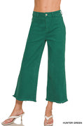 Zenana Acid Wash High Waisted Frayed Straight Pants