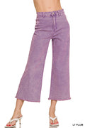 Zenana Acid Wash High Waisted Frayed Straight Pants