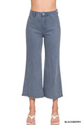 Zenana Acid Wash High Waisted Frayed Straight Pants