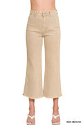 Zenana Acid Wash High Waisted Frayed Straight Pants