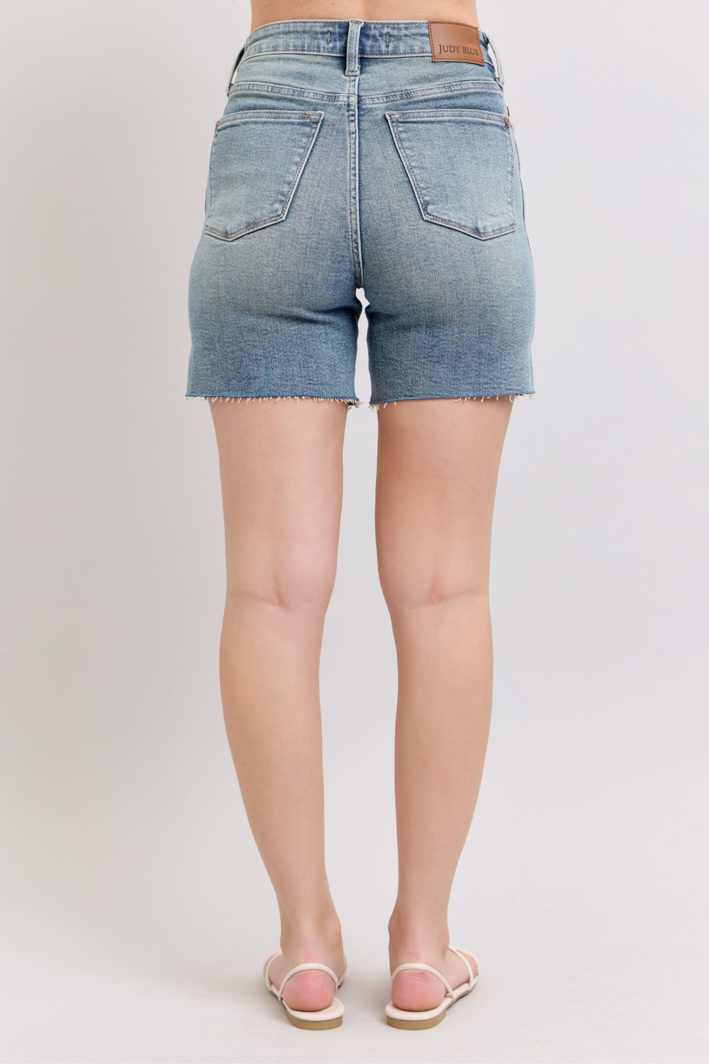 Judy Blue HW Vintage Wash Side Slit Shorts
