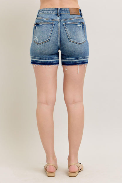 Judy Blue MR Tummy Control Vintage Wash Release Hem Shorts